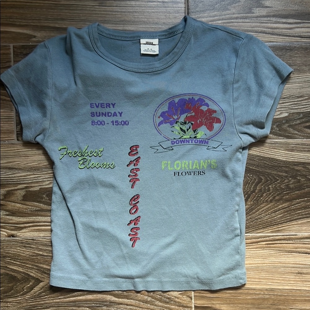 Urban Outfitters Teal Crew Neck Tee